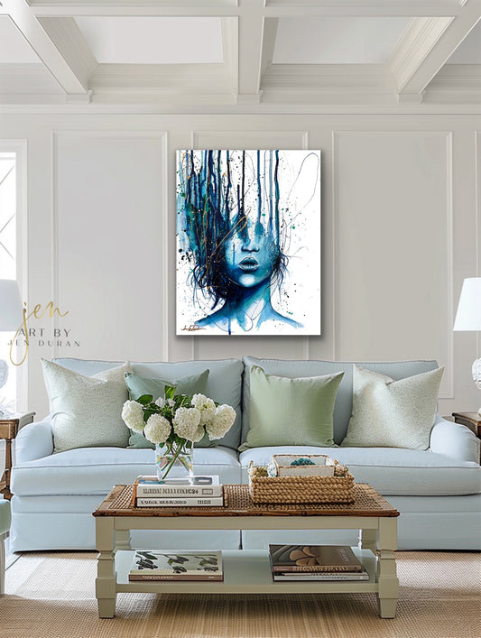 "Consumed By Chaos" Blue & Gold Giclée Canvas Print