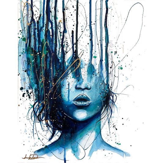 "Consumed By Chaos" Blue & Gold Giclée Canvas Print