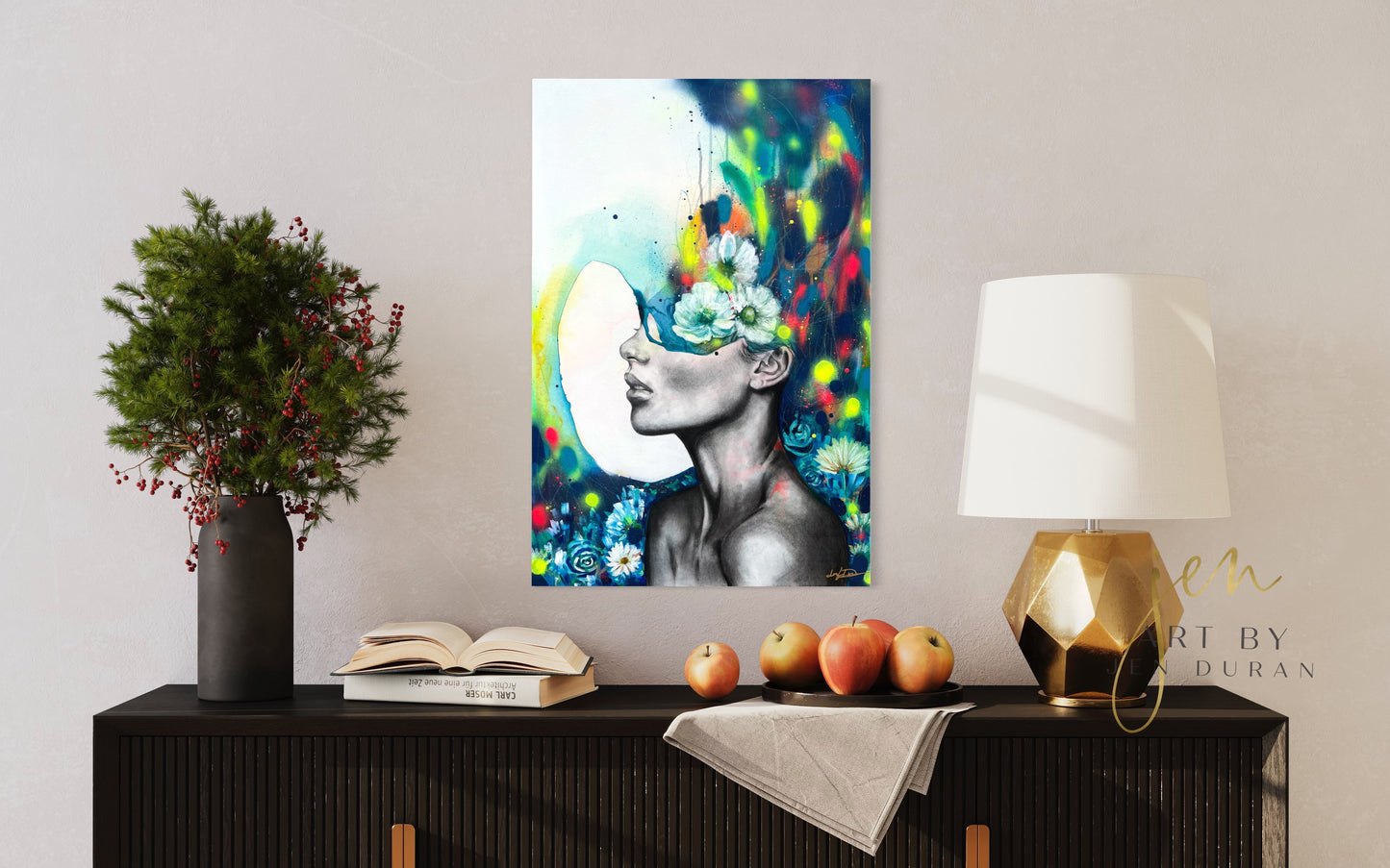 Original Watercolor Painting | Canvas Wall Art | Home Decor | Modern Floral Woman Art By Jen Duran
