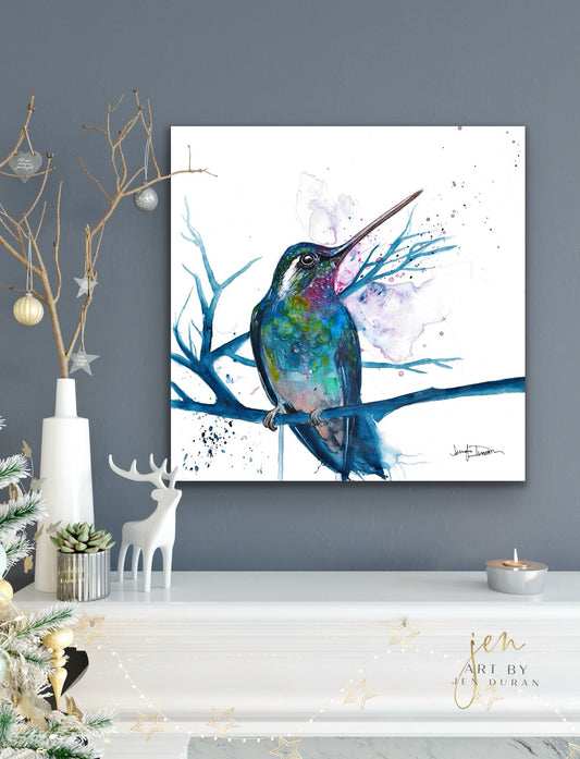 "Blue Hummingbird" - Giclée Canvas Print