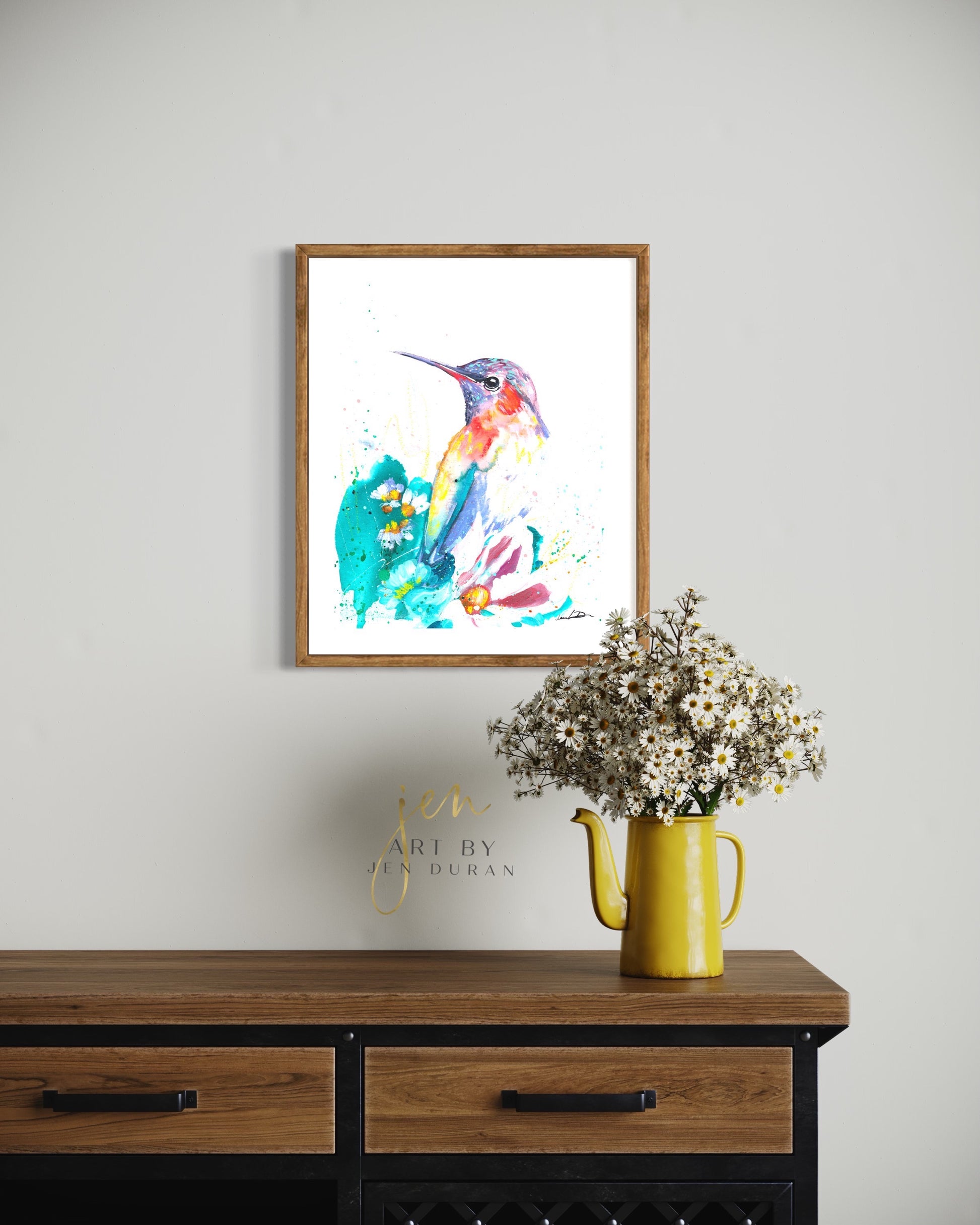 modern canvas wall art, modern art, hummingbird art, watercolor bird art, floral art print, canvas wall art, wall art, home decor, modern art print, art for walls, unique home decor, best gift, bird art print, art by jen duran