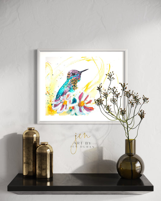 modern canvas wall art, modern art, hummingbird art, watercolor bird art, floral art print, canvas wall art, wall art, home decor, modern art print, art for walls, unique home decor, best gift, bird art print, art by jen duran