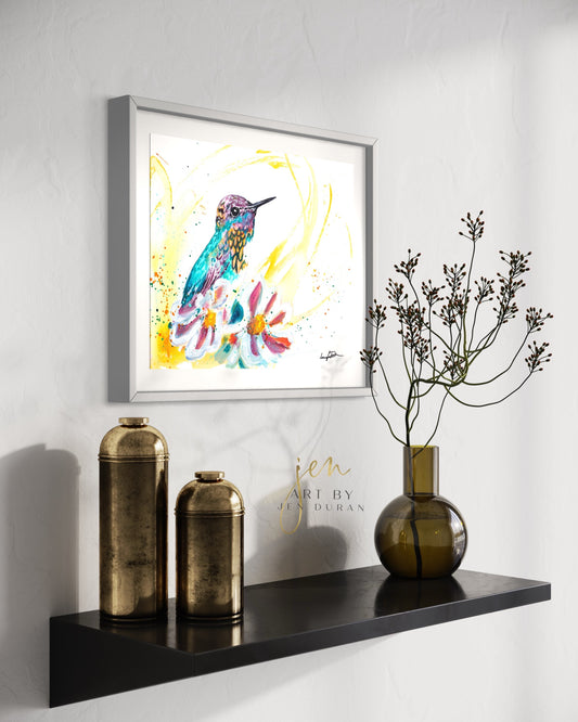 modern canvas wall art, modern art, hummingbird art, watercolor bird art, floral art print, canvas wall art, wall art, home decor, modern art print, art for walls, unique home decor, best gift, bird art print, art by jen duran