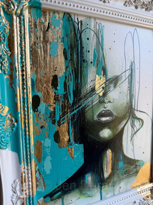 "Consumed by Chaos" w/gold leaf Original Painting in Frame