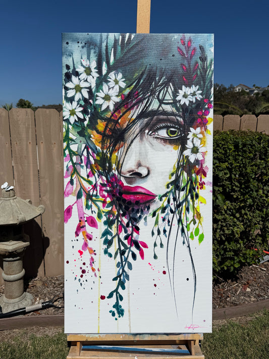 "Curious" Hand-Embellished Giclée Canvas