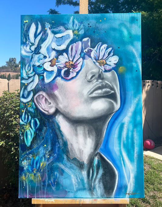 Original Watercolor Painting | Canvas Wall Art | Home Decor | Modern Floral Woman Art By Jen Duran