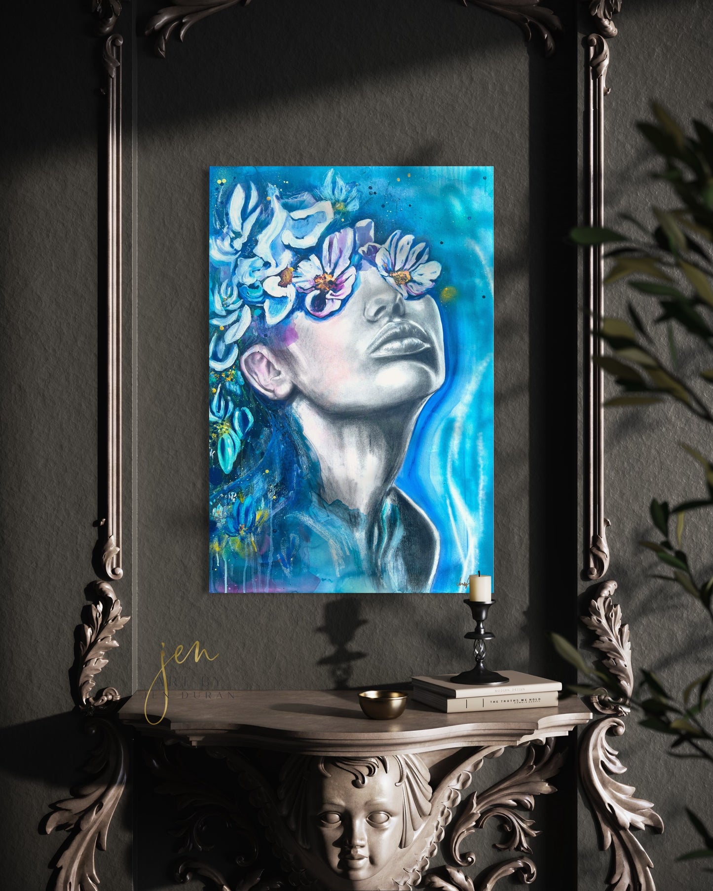 Original Watercolor Painting | Canvas Wall Art | Home Decor | Modern Floral Woman Art By Jen Duran