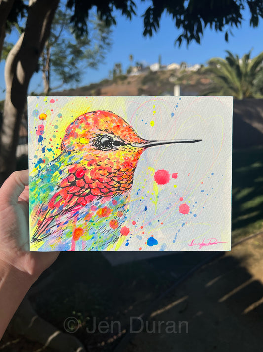 "Happy Hummingbird" Original Painting