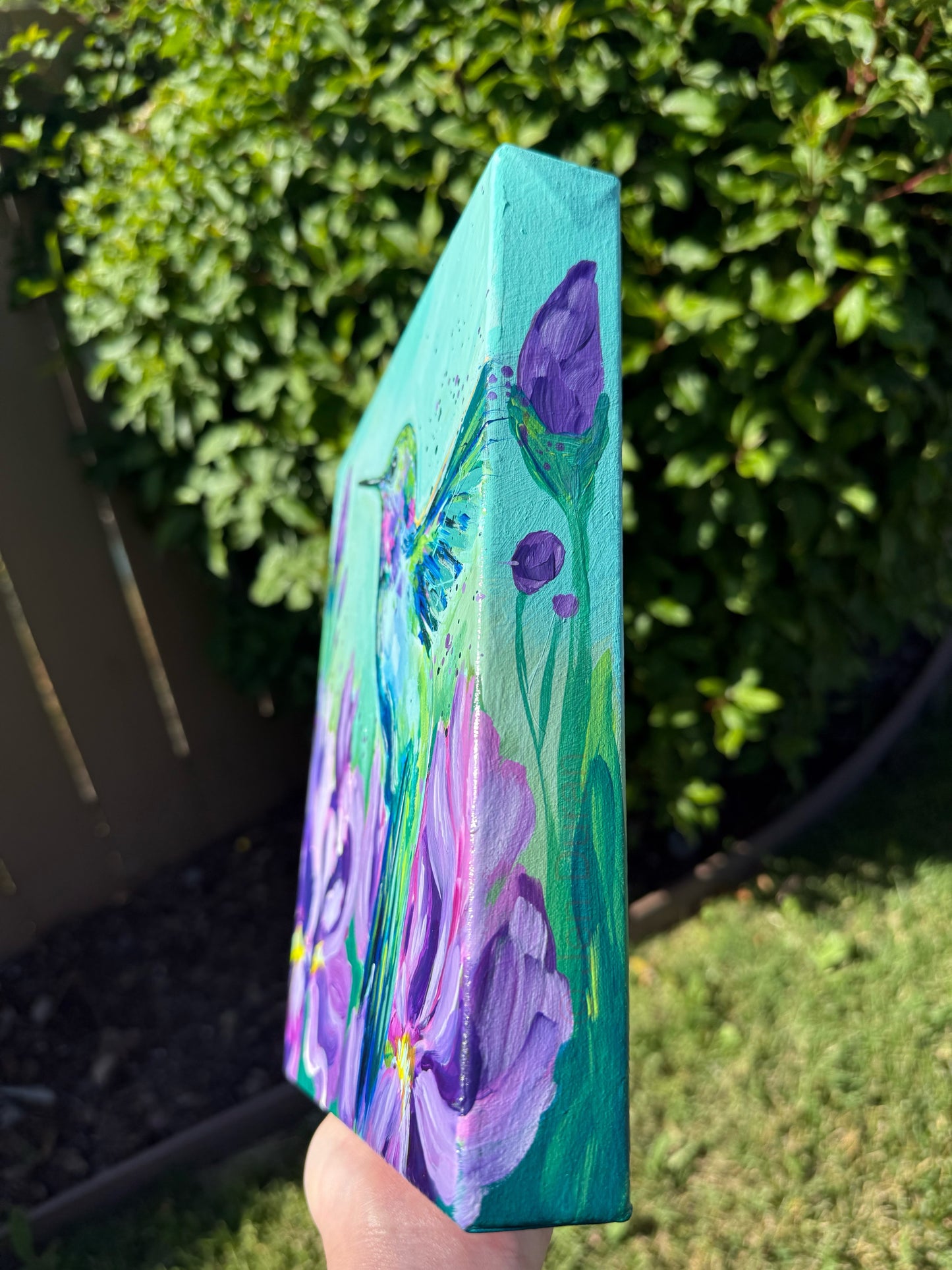 Hummingbird w/ Irises - Original Painting