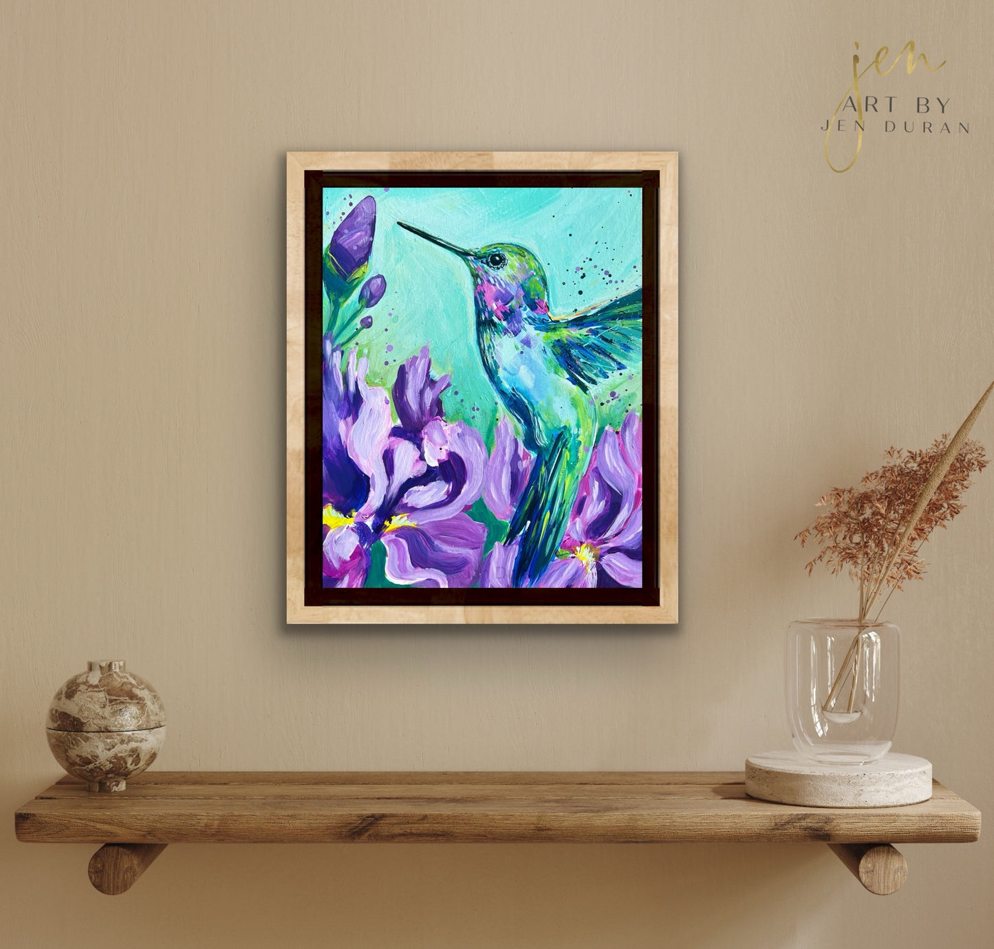 Hummingbird w/ Irises - Original Painting