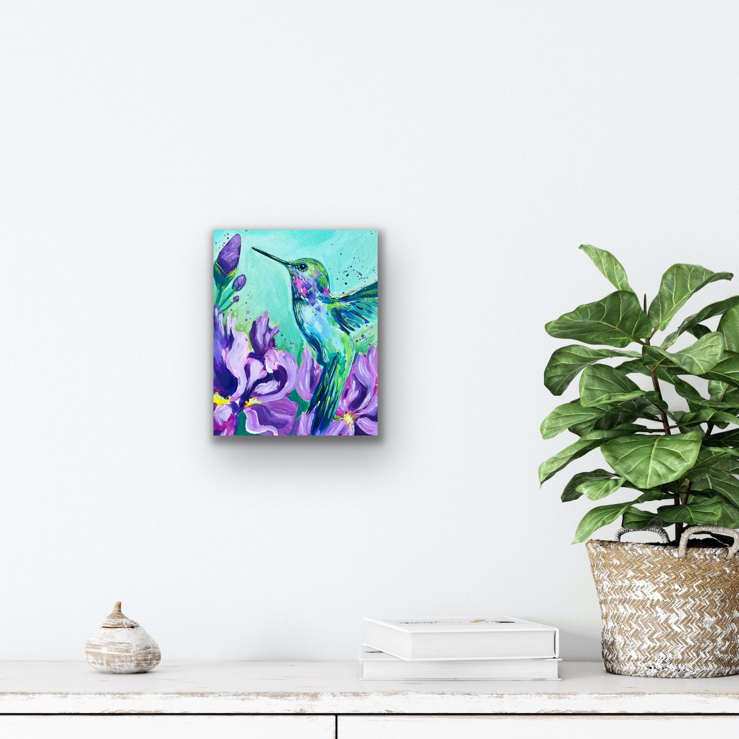 Hummingbird w/ Irises - Original Painting