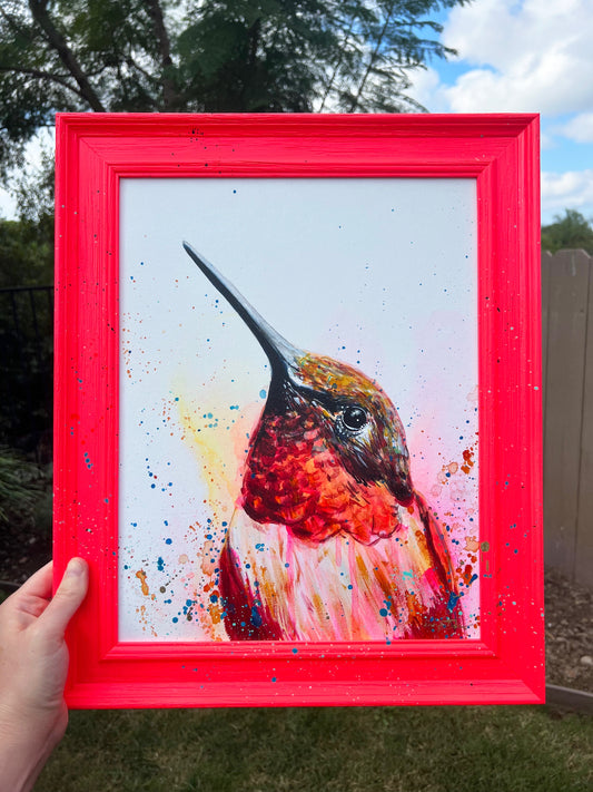 Watercolor Hummingbird Canvas Wall Art Print