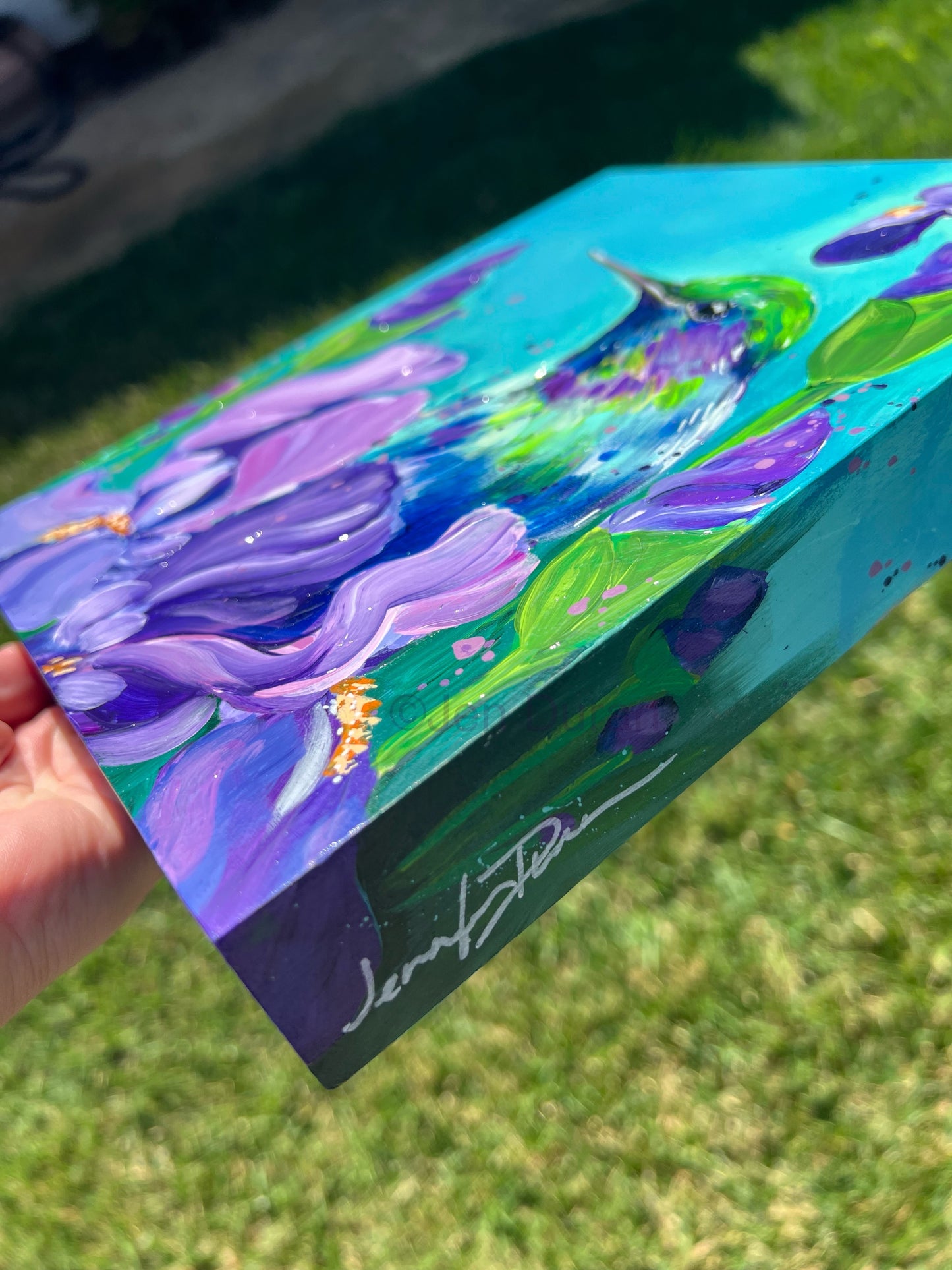 Hummingbird w/ Irises #2 Original Painting