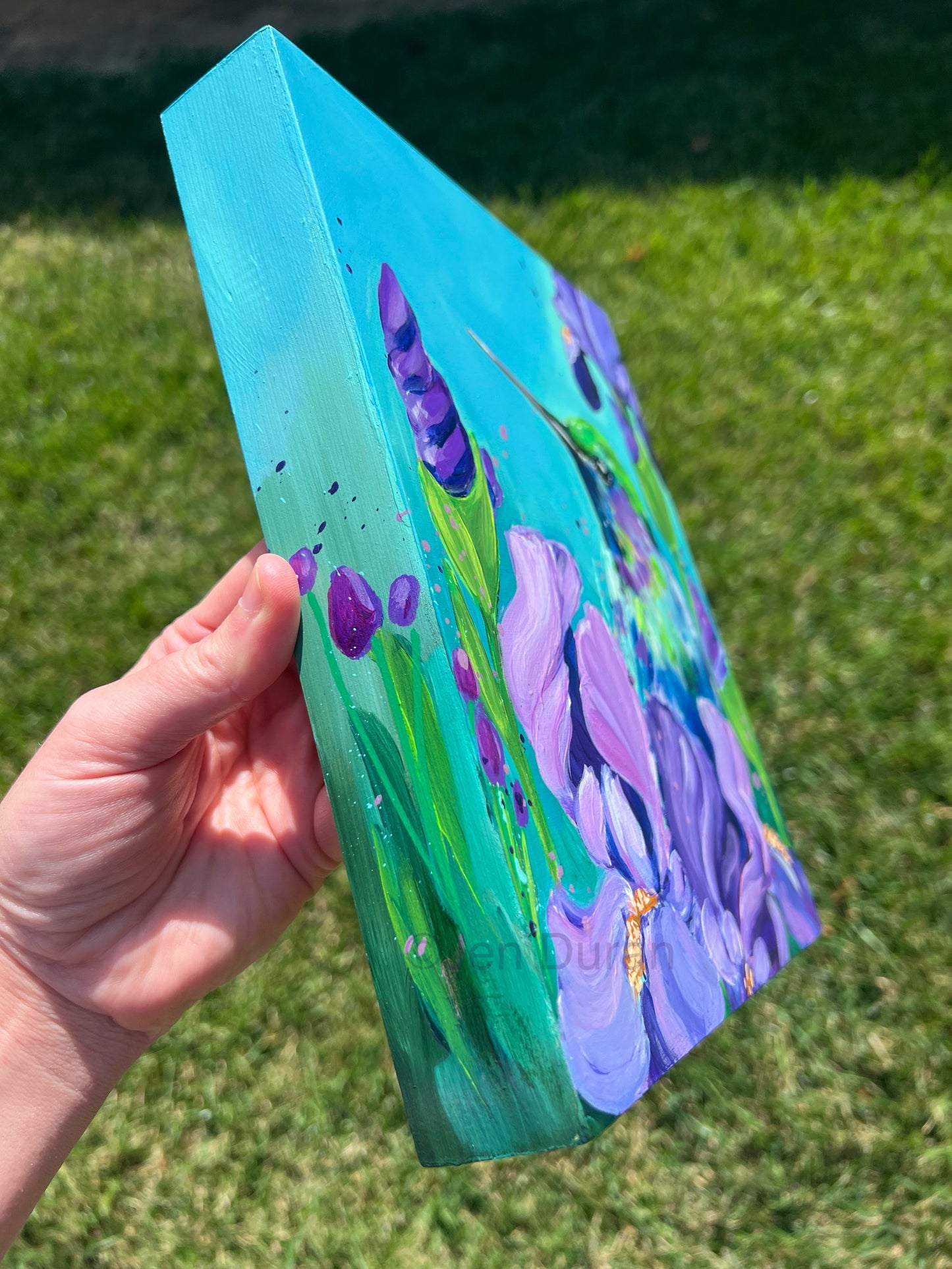 Hummingbird w/ Irises #2 Original Painting