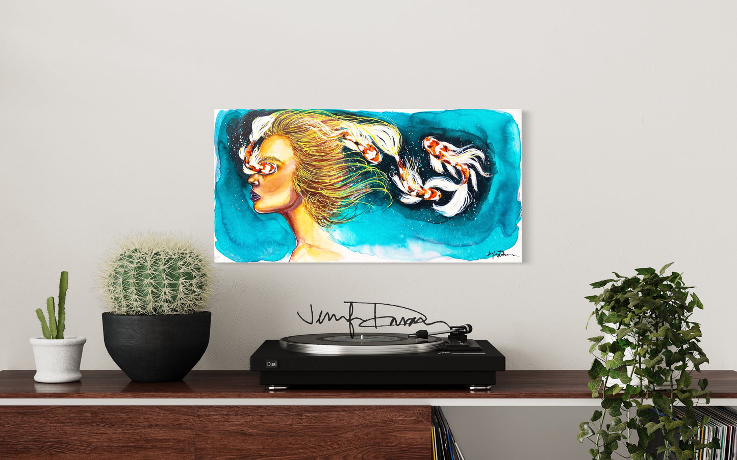 Original Painting | Canvas Wall Art | Home Decor, Koi Fish watercolor art