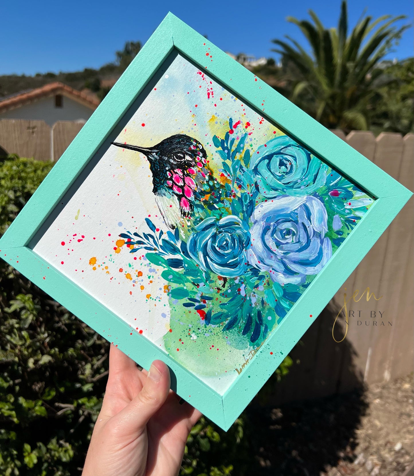 Watercolor Hummingbird Canvas Wall Art Print