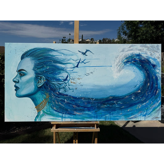 "Mermaid Tears" Hand-Embellished Giclée Canvas