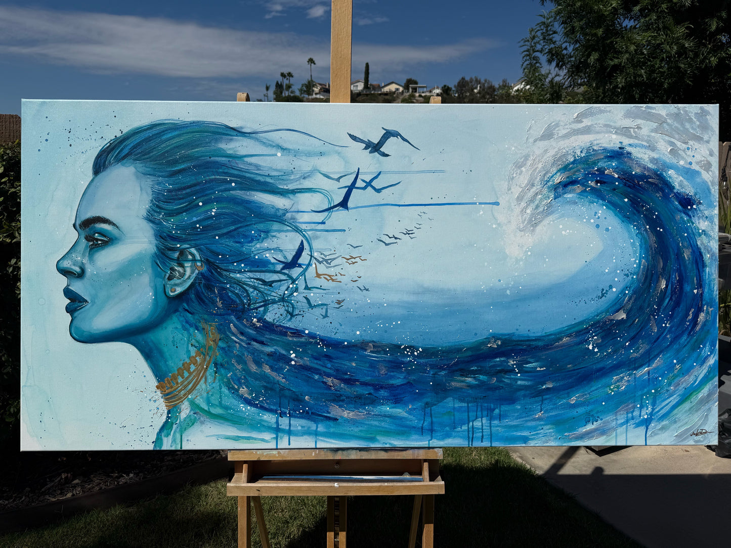 "Mermaid Tears" Hand-Embellished Giclée Canvas