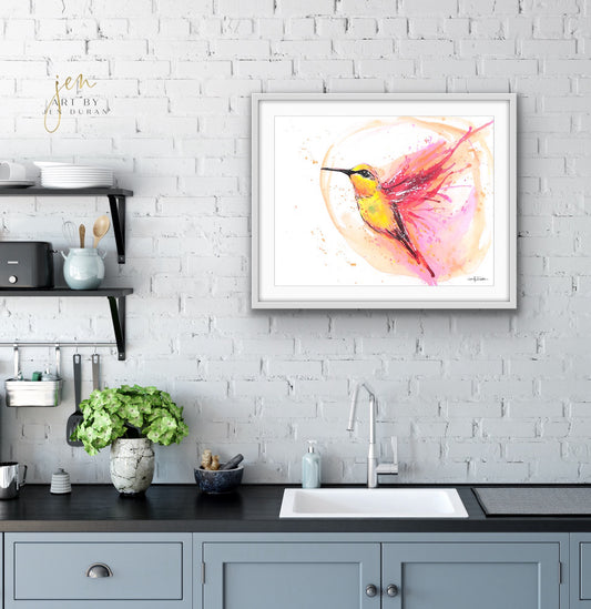 "Hummingbird Splash" Fine Art Paper Print