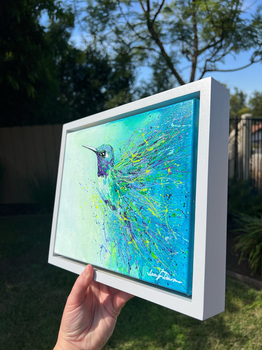 "Purple Hummingbird Splash" - Original Painting