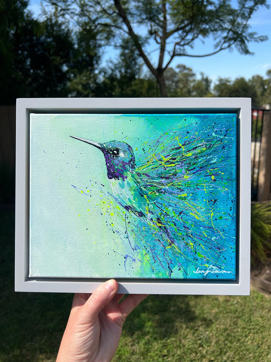 "Purple Hummingbird Splash" - Original Painting