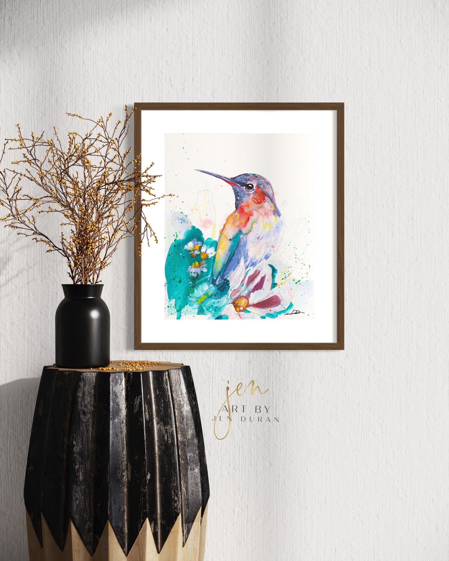 modern canvas wall art, modern art, hummingbird art, watercolor bird art, floral art print, canvas wall art, wall art, home decor, modern art print, art for walls, unique home decor, best gift, bird art print, art by jen duran