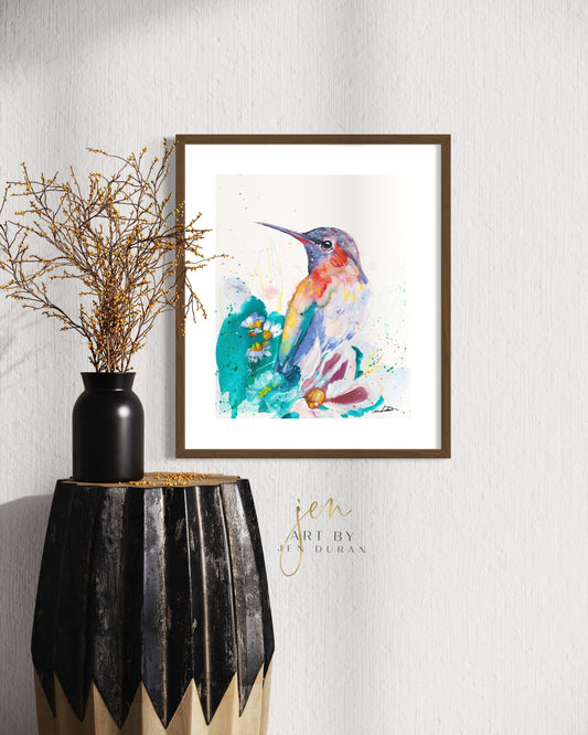 modern canvas wall art, modern art, hummingbird art, watercolor bird art, floral art print, canvas wall art, wall art, home decor, modern art print, art for walls, unique home decor, best gift, bird art print, art by jen duran