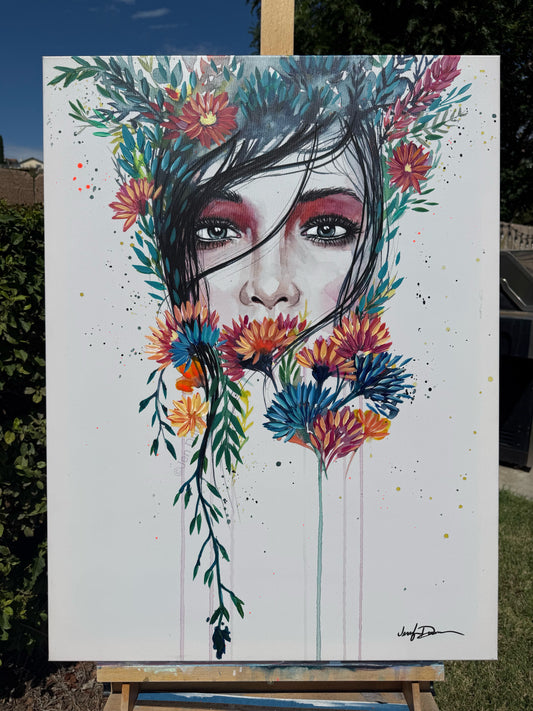 "Secret Garden" Hand-Embellished Giclée Canvas