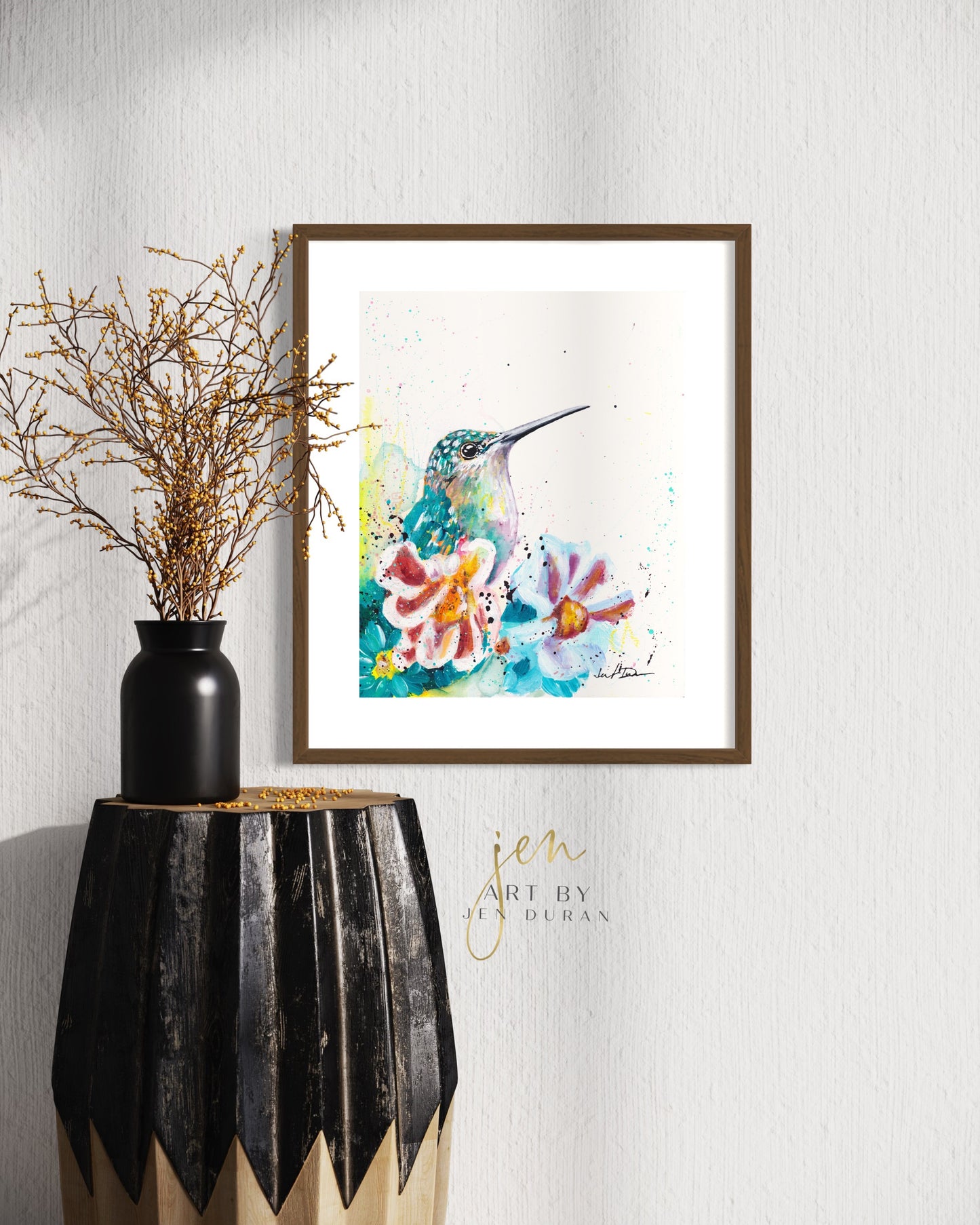 modern canvas wall art, modern art, hummingbird art, watercolor bird art, floral art print, canvas wall art, wall art, home decor, modern art print, art for walls, unique home decor, best gift, bird art print, art by jen duran