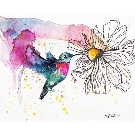 Watercolor Hummingbird Wall Art Painting