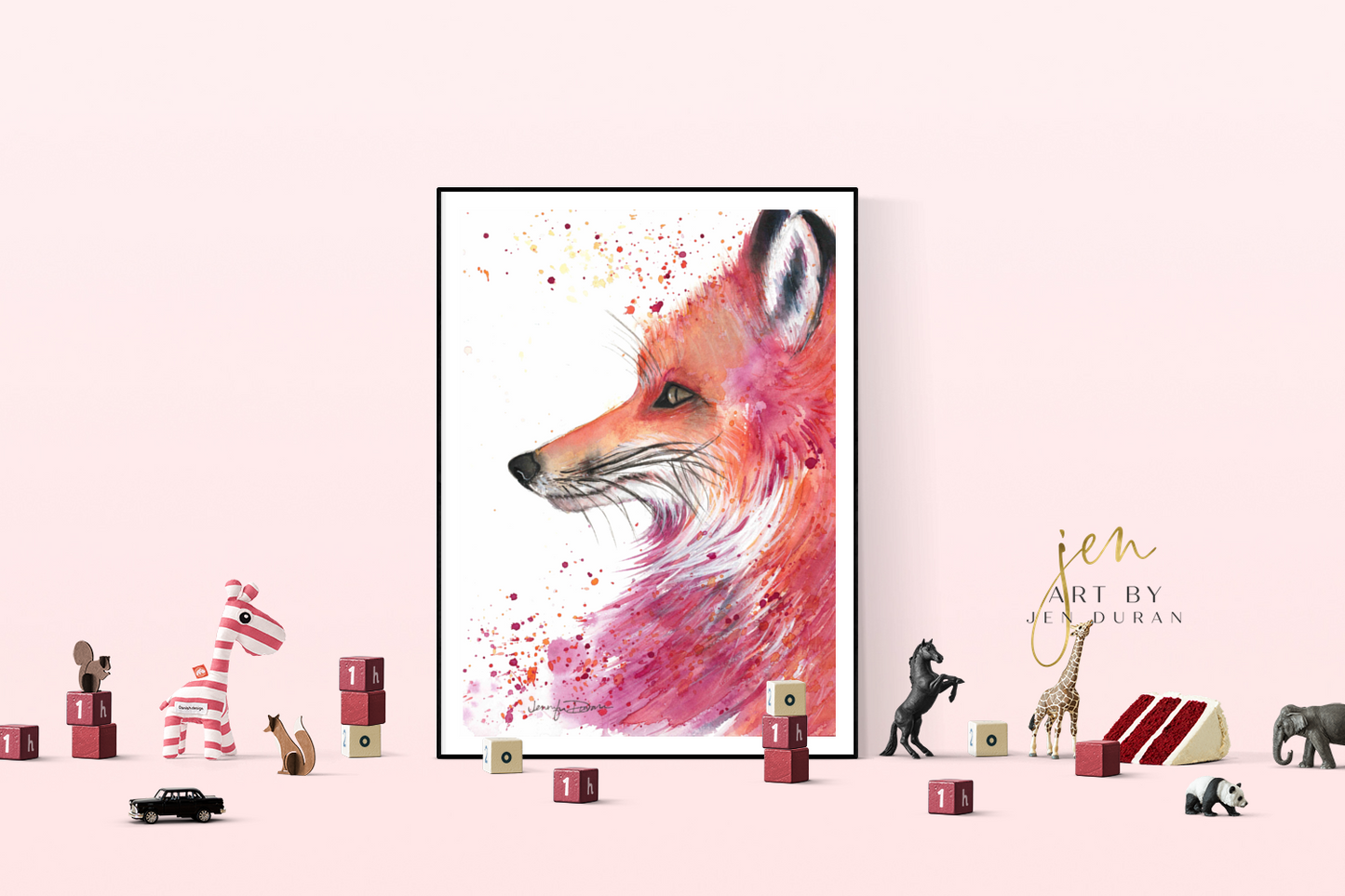 modern canvas wall art, modern art, art print, abstract art, abstract watercolor, modern watercolor, art prints, fox art print, canvas wall art, wall art, home decor, modern art print, art for walls, unique home decor, best gift, unique gift ideas, art by jen duran