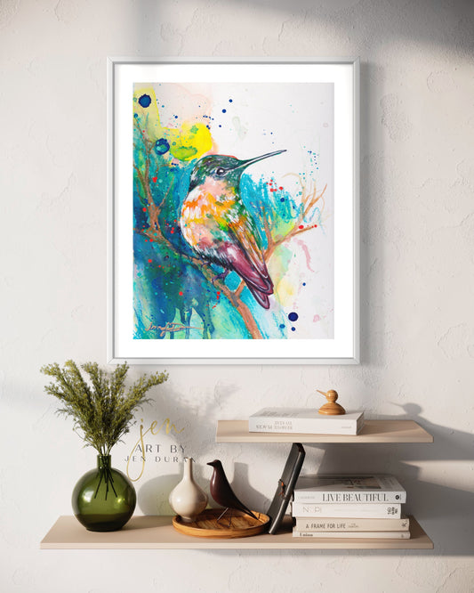 modern canvas wall art, modern art, hummingbird art, watercolor bird art, floral art print, canvas wall art, wall art, home decor, modern art print, art for walls, unique home decor, best gift, bird art print, art by jen duran