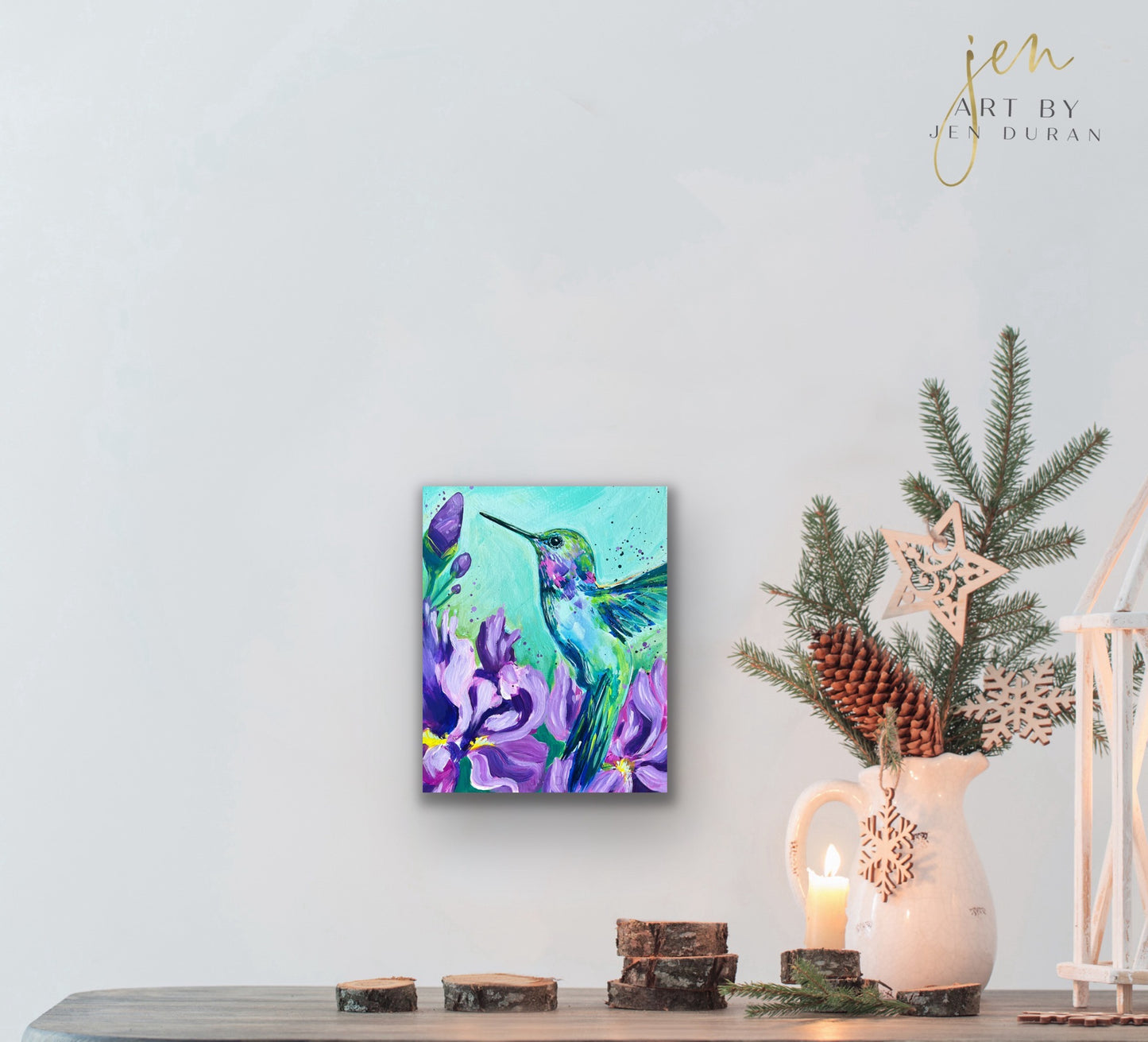 Hummingbird w/ Irises - Original Painting