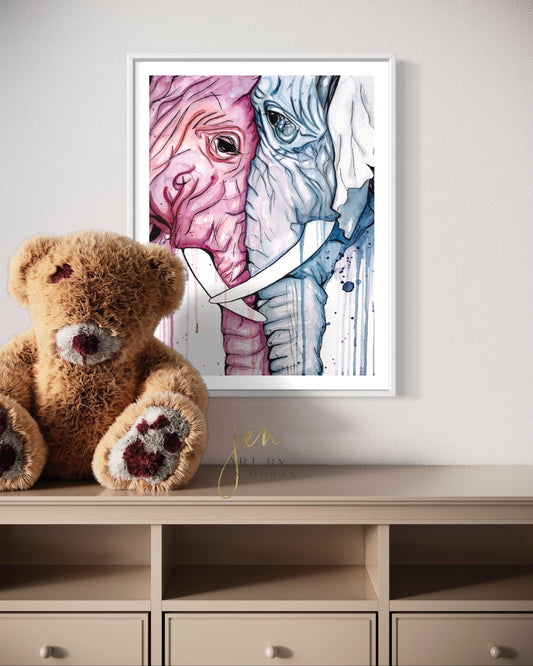 "Elephant Love" Fine Art Paper Print