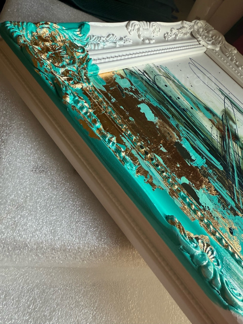 "Consumed by Chaos" w/gold leaf Original Painting in Frame