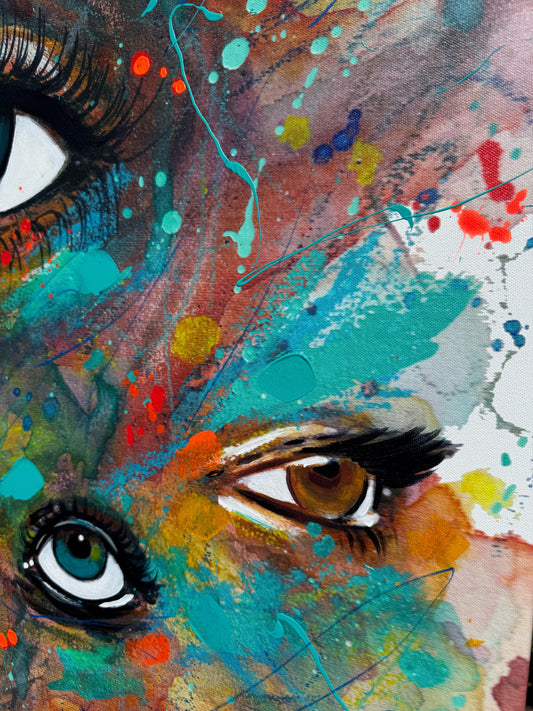 "Mixed Feelings" Hand-Embellished Giclée Canvas Print