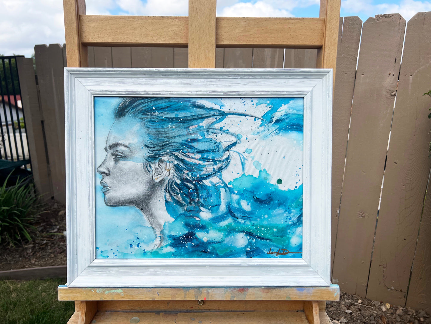 Mermaid Ocean Original Wall Art Watercolor Painting By Jen Duran