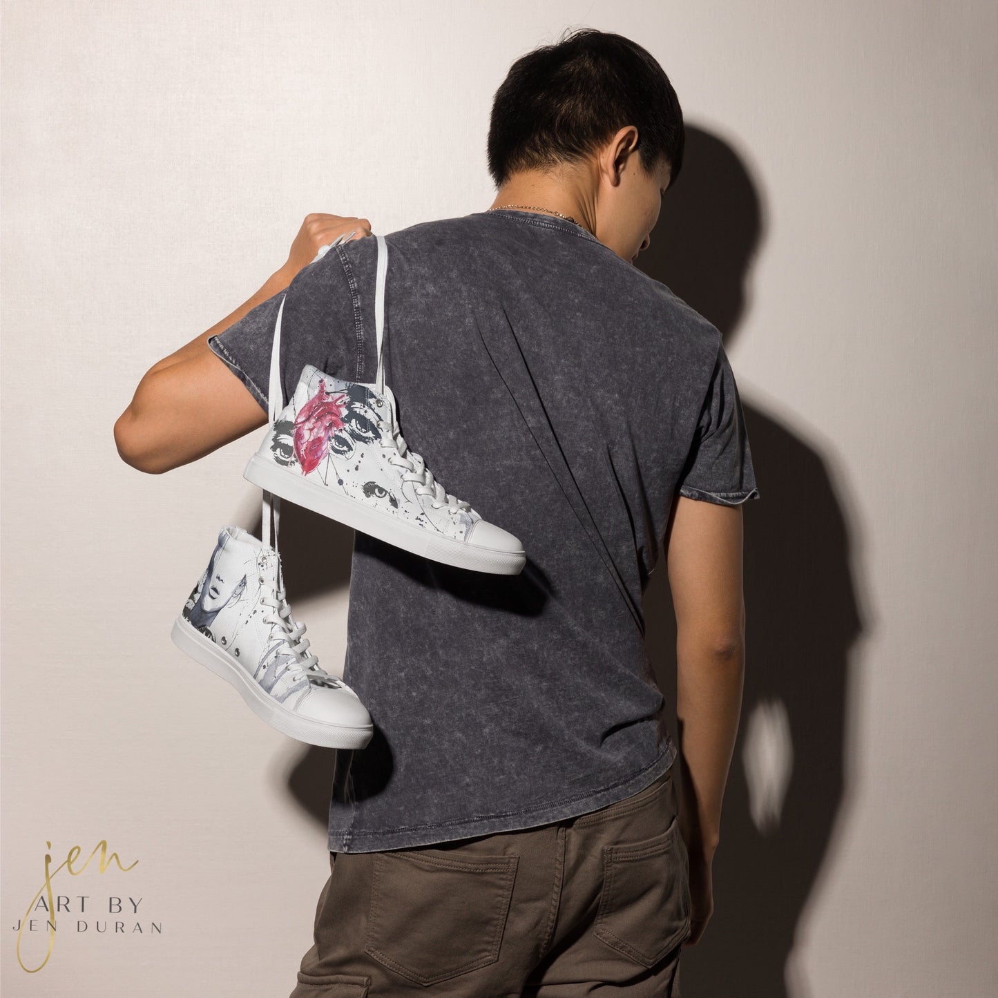 Men’s High Top Canvas Shoes | High Top Sneakers | "Heartache" Shoe Design