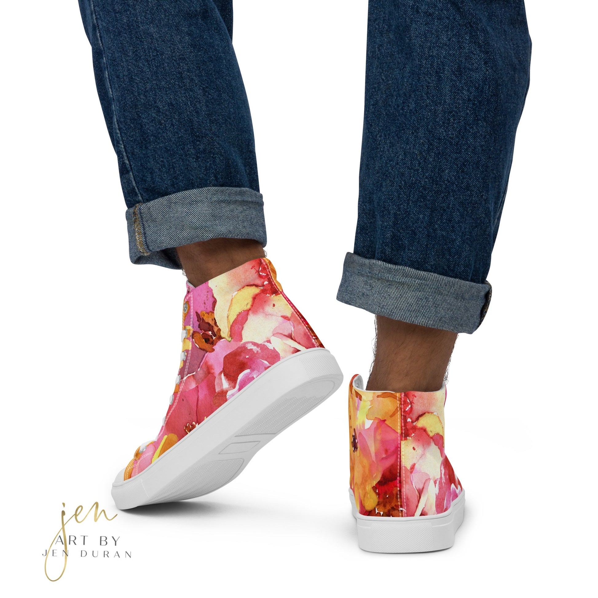 high top shoes, high top sneakers, canvas shoes, trendy shoes, eye design, popular shoes, unique shoe design, mens shoes, womens shoes, art by jen duran