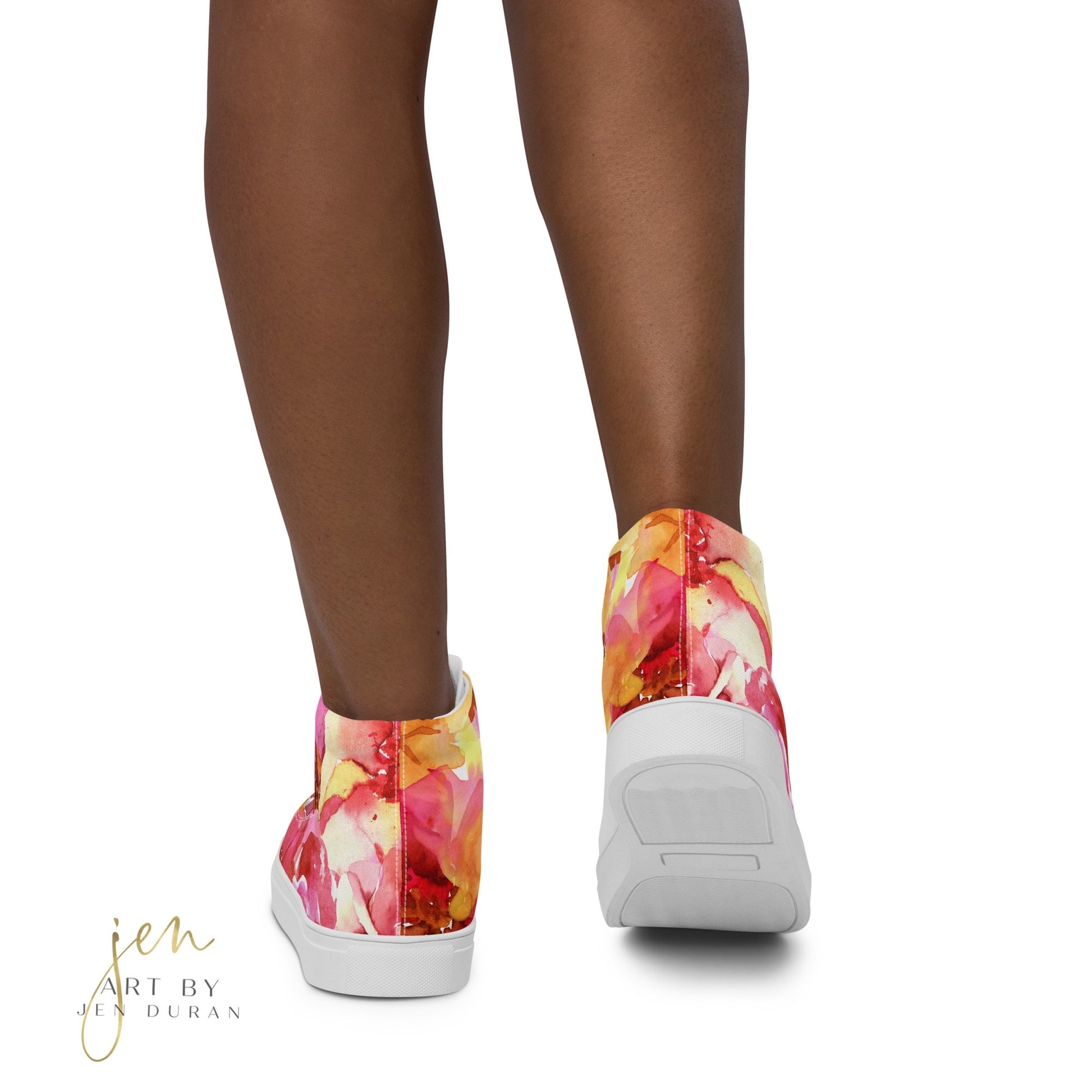high top shoes, high top sneakers, canvas shoes, trendy fashion, unique shoe design, mens shoes, womens shoes, sneakers, art by jen duran