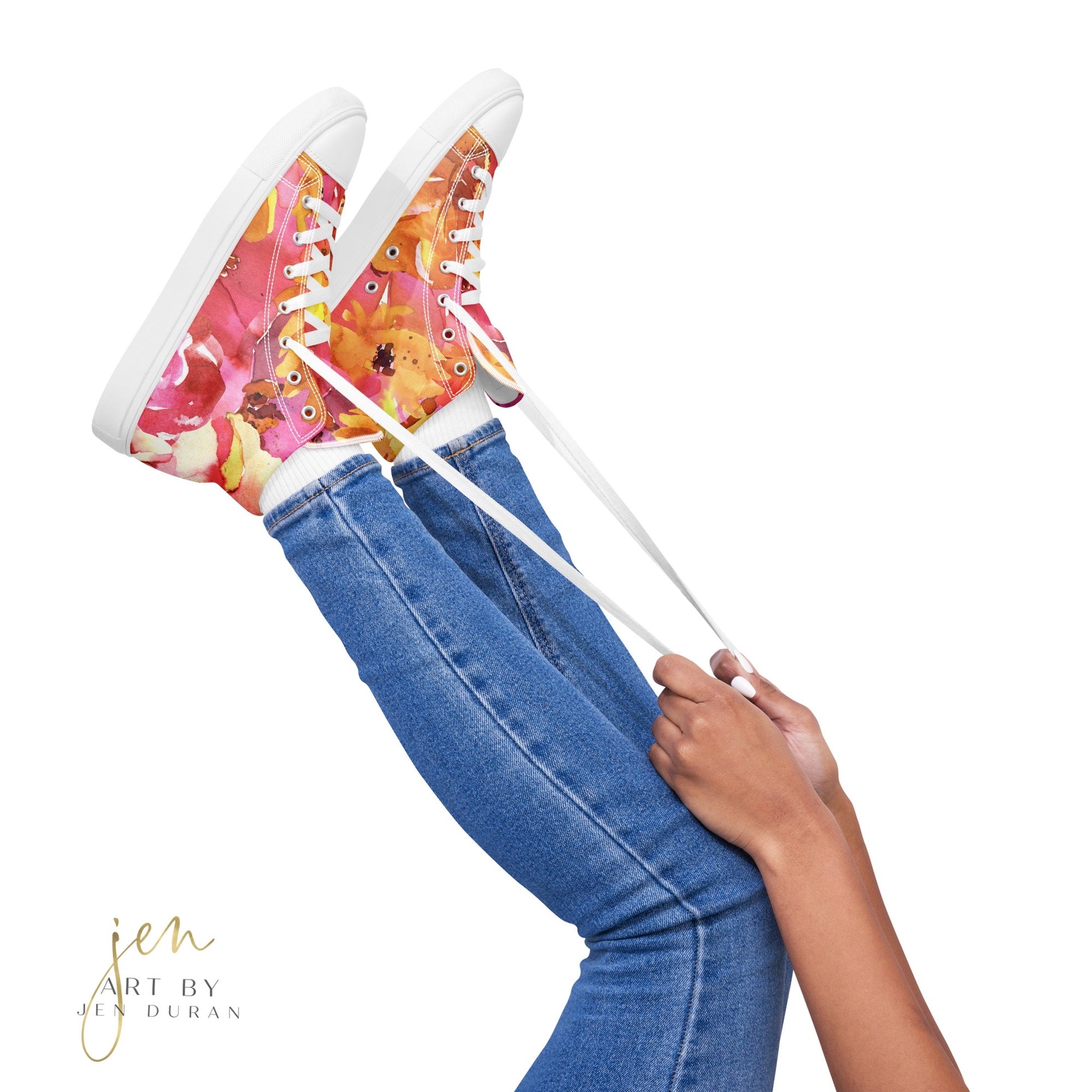 high top shoes, high top sneakers, canvas shoes, trendy fashion, unique shoe design, mens shoes, womens shoes, sneakers, art by jen duran