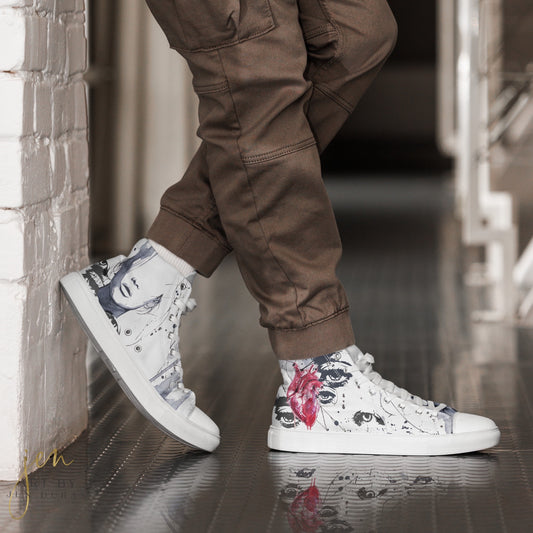 Men’s High Top Canvas Shoes | High Top Sneakers | "Heartache" Shoe Design