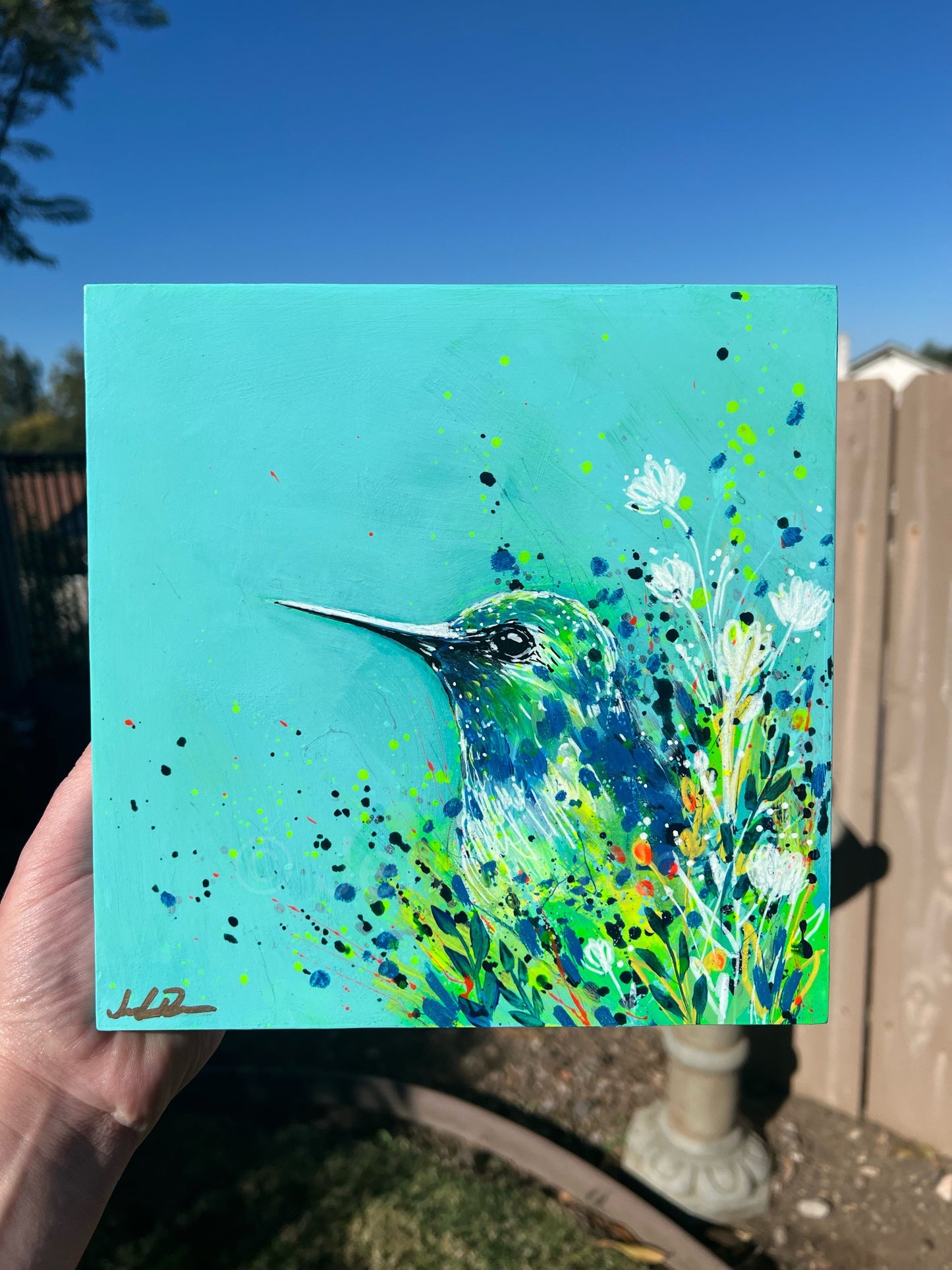 Hummingbird w/flowers Original Painting