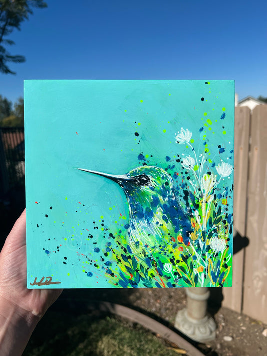 Hummingbird w/flowers Original Painting