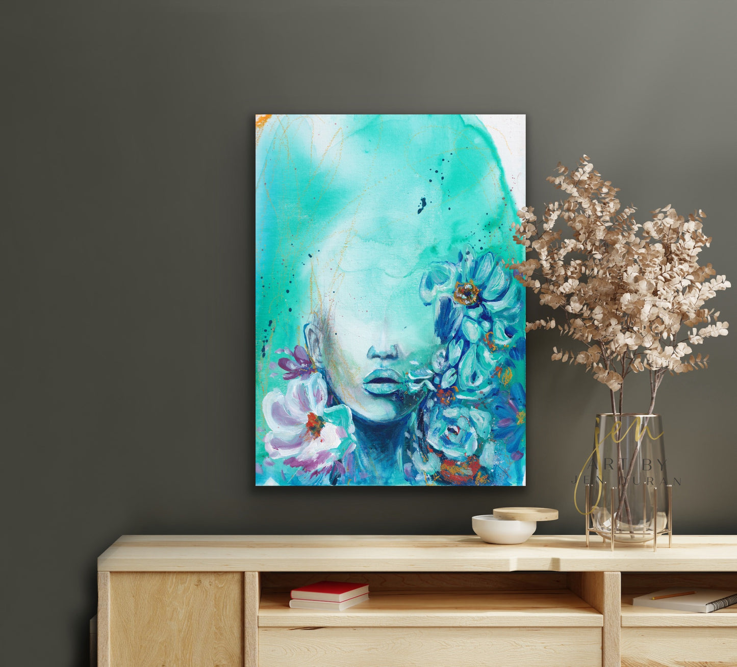 Abstract Blue Floral Fine Art Paper Print | Wall Art