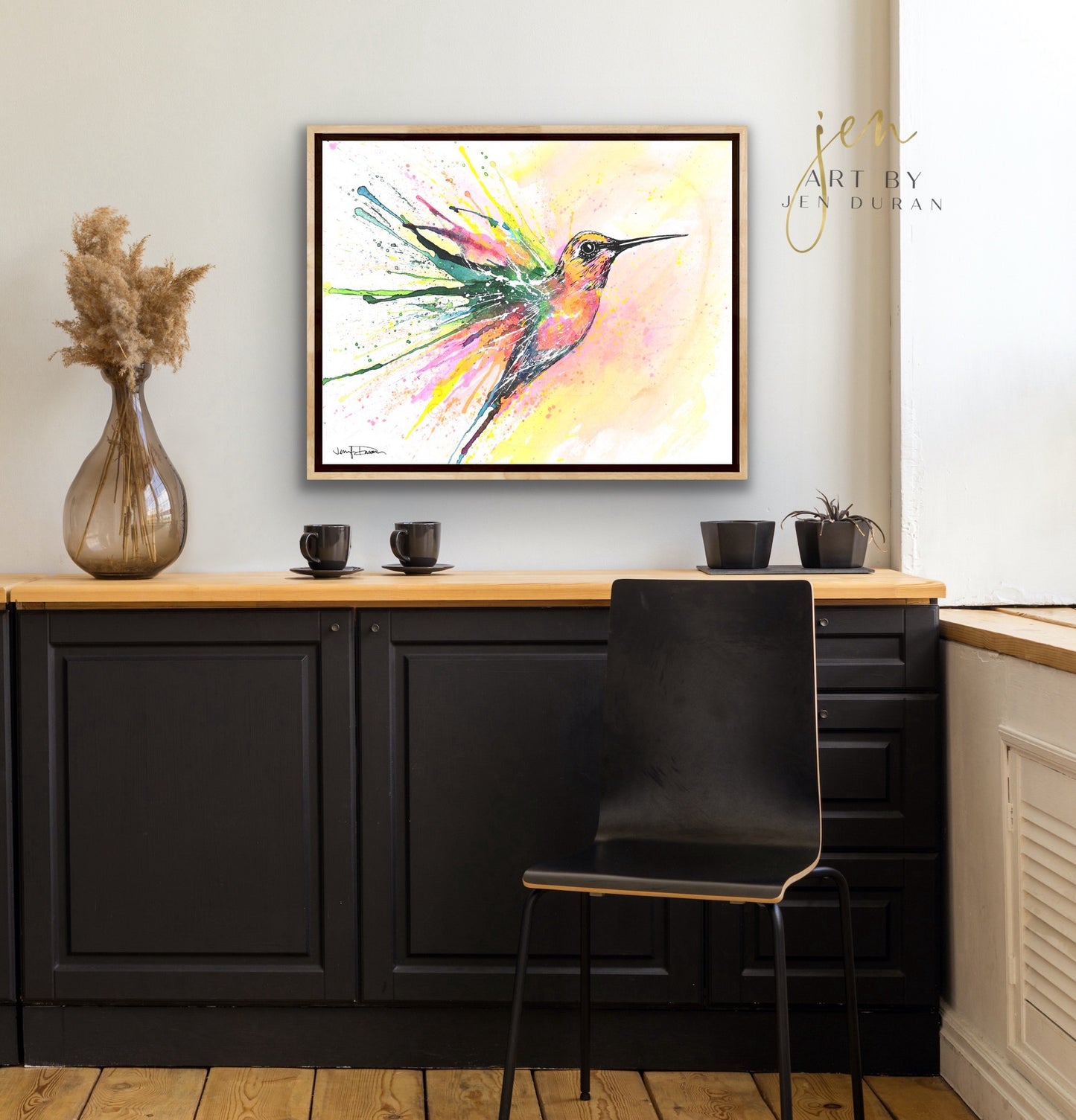 "Rainbow Splash Hummingbird" Giclée Canvas Print