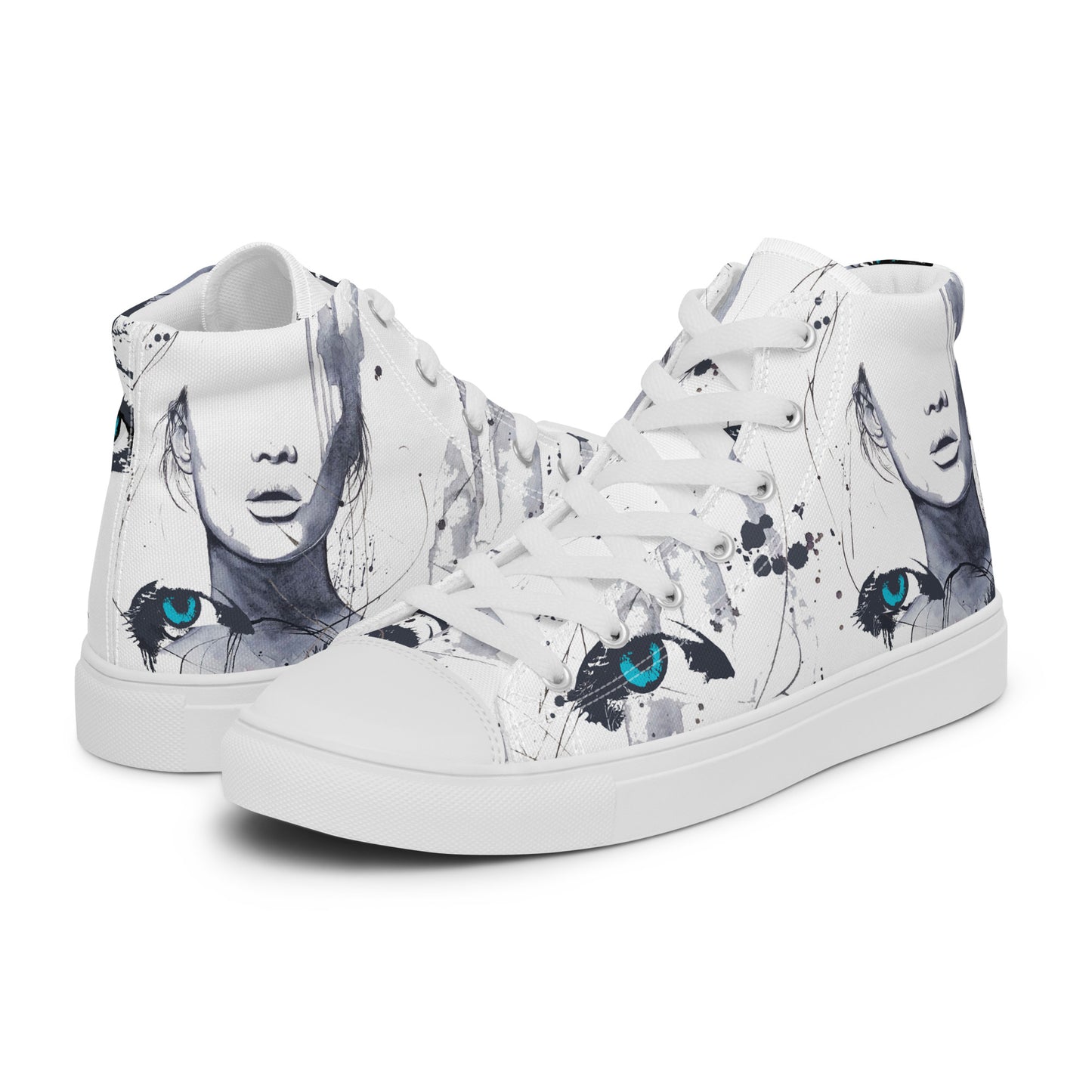 high top shoes, high top sneakers, canvas shoes, trendy fashion, unique shoe design, mens shoes, womens shoes, sneakers, art by jen duran