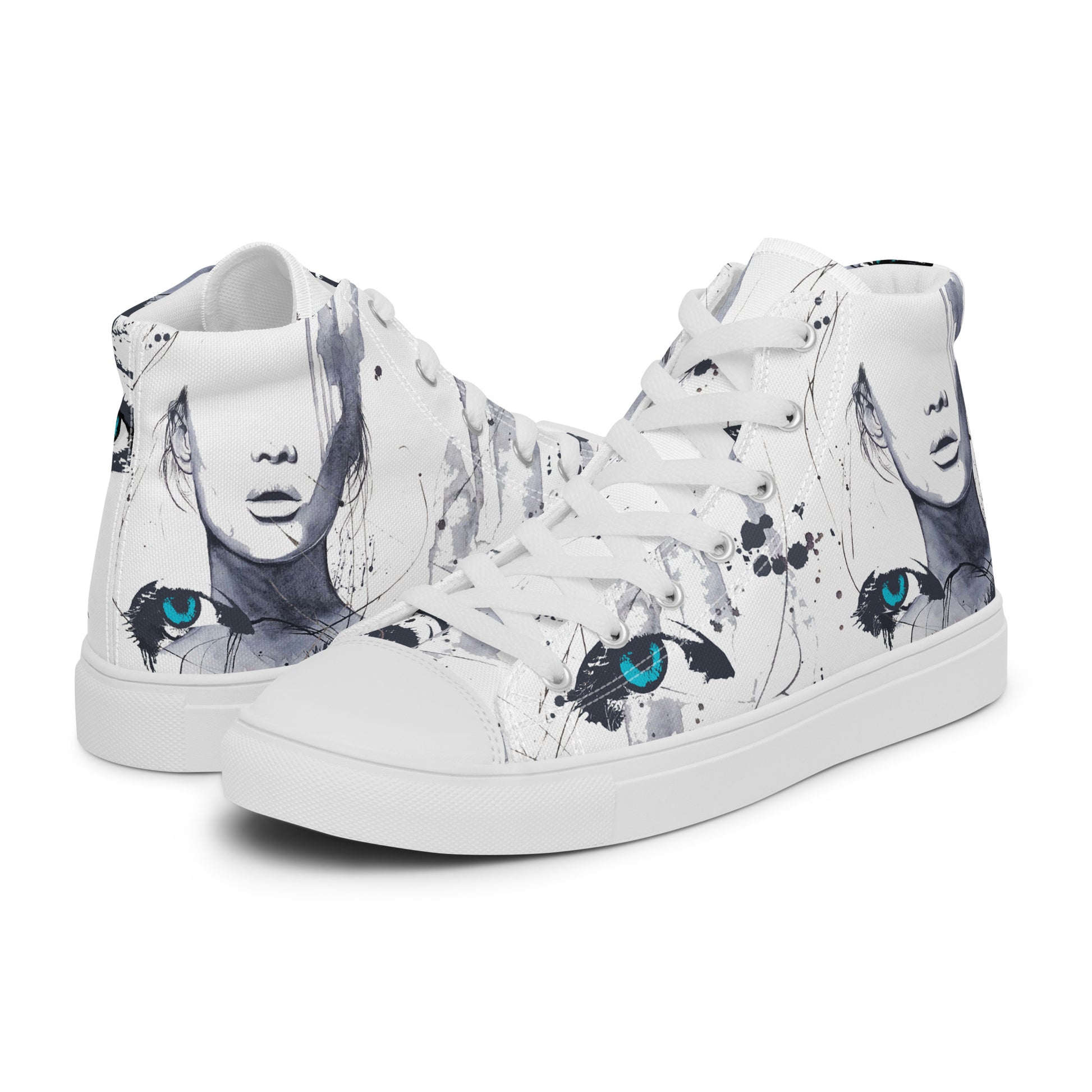 high top shoes, high top sneakers, canvas shoes, trendy fashion, unique shoe design, mens shoes, womens shoes, sneakers, art by jen duran