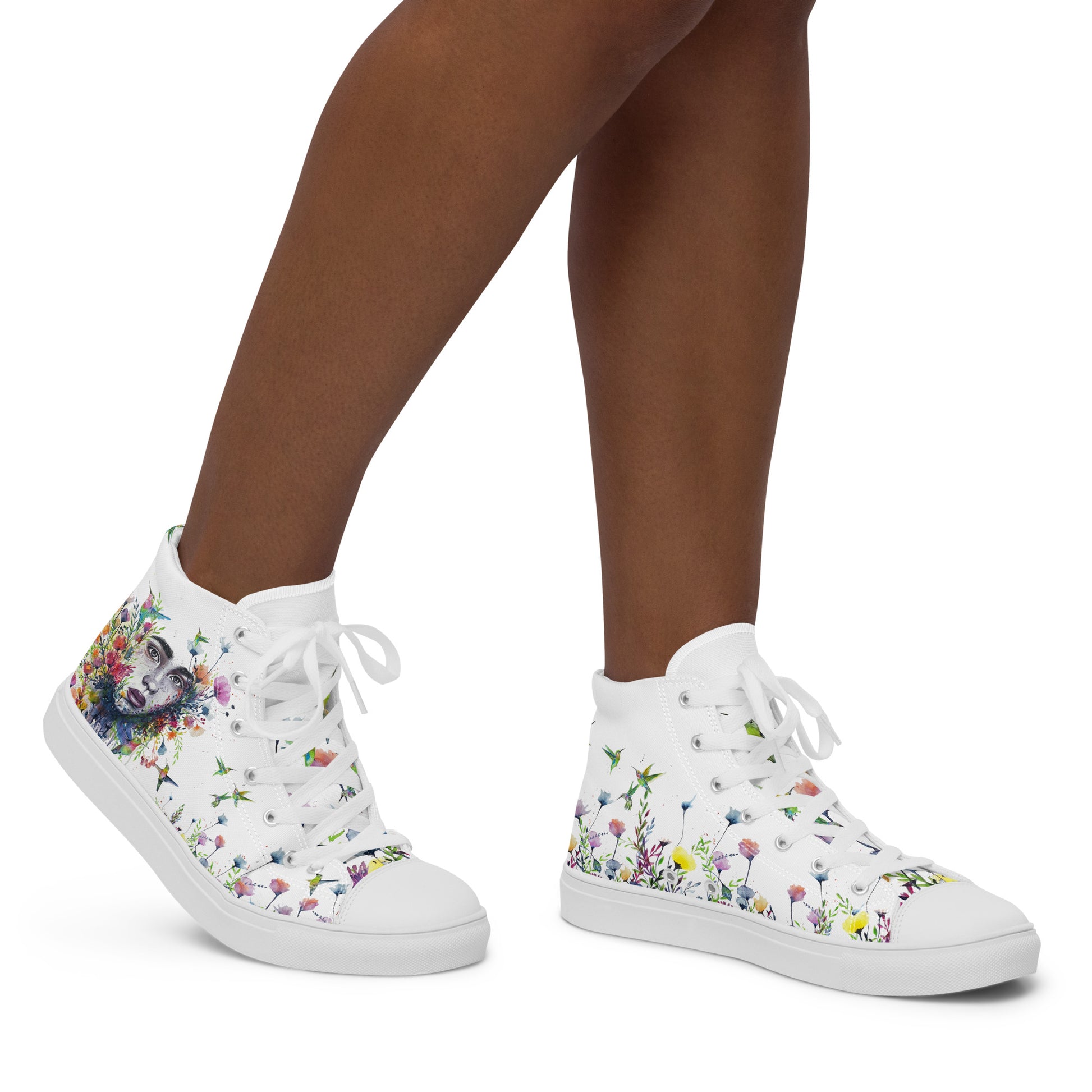 high top shoes, high top sneakers, canvas shoes, Irises, trendy fashion, unique shoe design, mens shoes, womens shoes, sneakers, art by jen duran