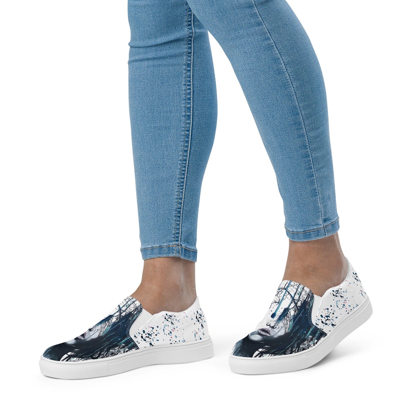 canvas slip on shoes, slip on shoes, canvas sneakers, canvas shoes, trendy fashion, unique shoe design, mens shoes, womens shoes, sneakers, art by jen duran